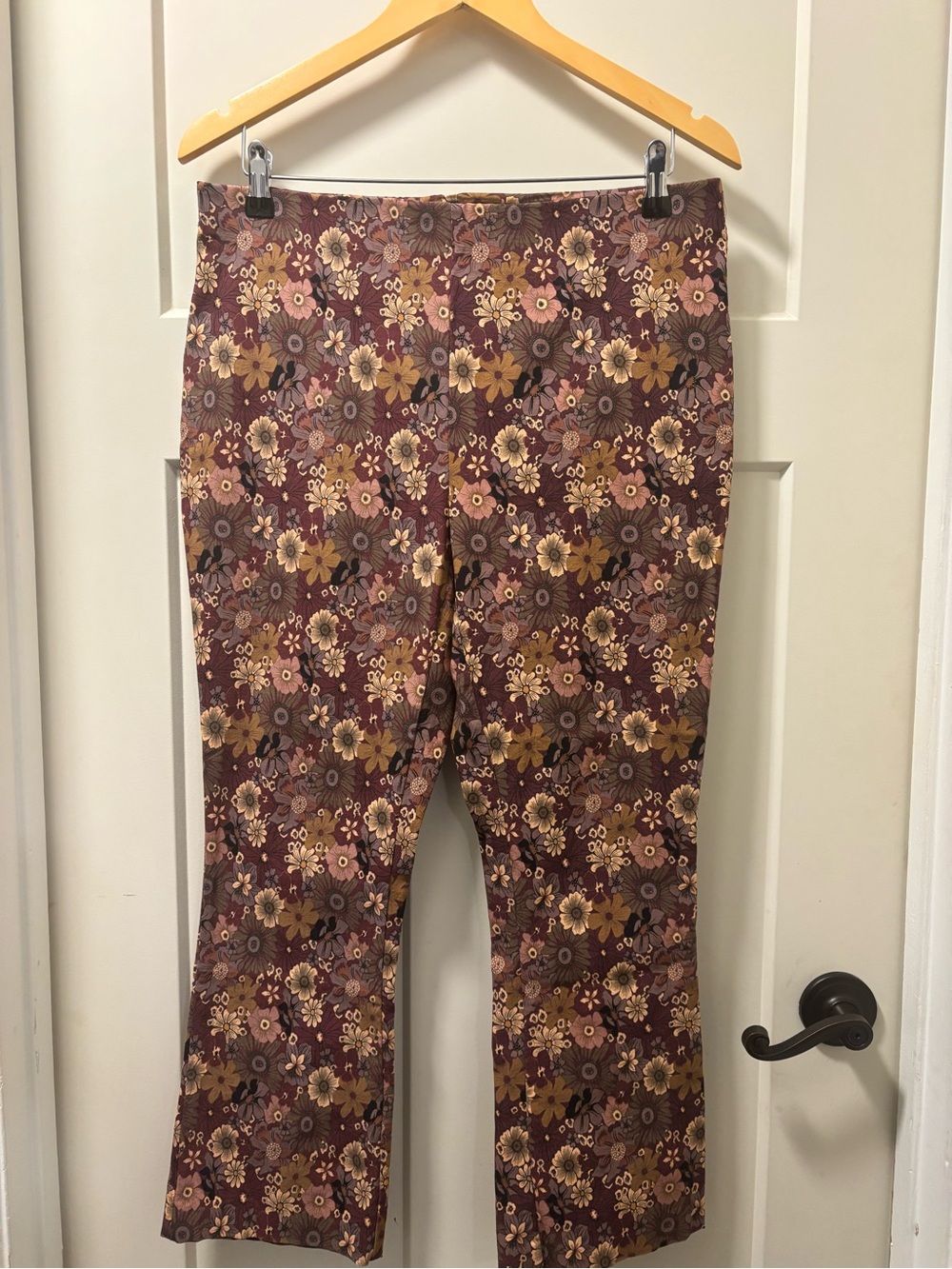 Jules & Leopold Floral Burgundy bell bottoms